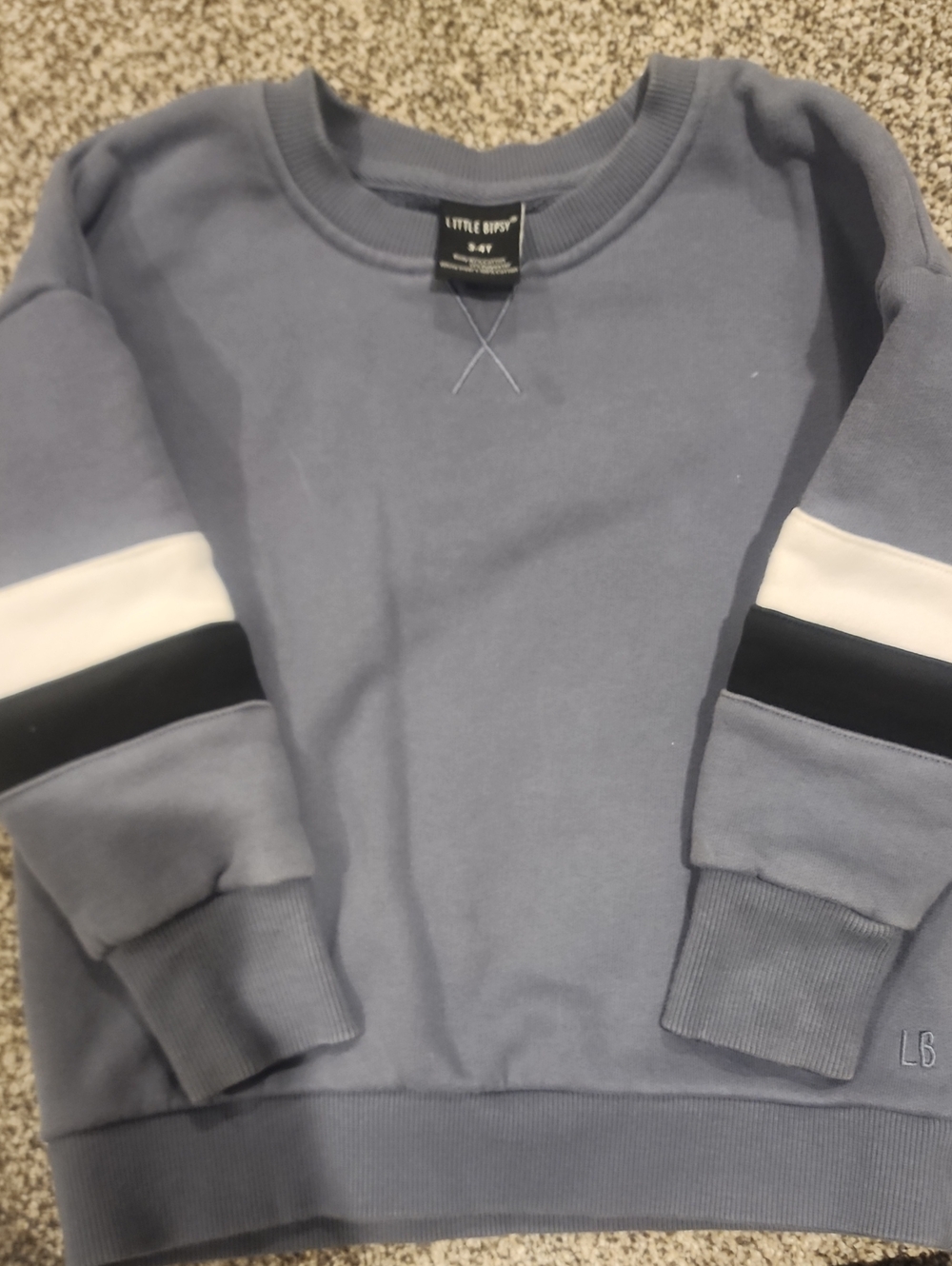 Little Bipsy Dusty Blue Sweatshirt with White & Black Sleeve Bands